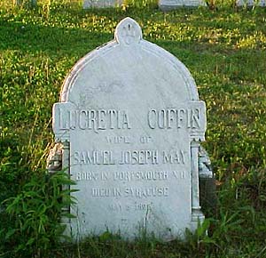 Headstone of Lucretia Coffin, wife of Samuel May